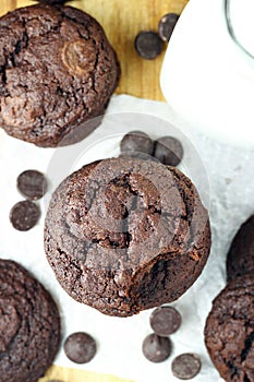 Chocolate brownie cookies with milk
