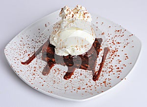 Chocolate Brownie with Ice Cream photo