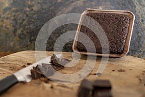 Chocolate Brownie with ingredients displayed