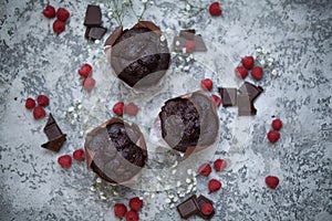Chocolate brownie and raspberry