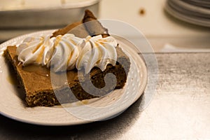 Chocolate Brownie on a White Plate