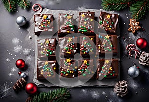 Chocolate brownies Christmas tree
