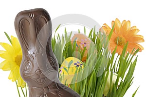 Chocolate bunny and easter eggs