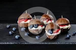 Chocolate burgers. Sweet burgers. Dessert for kids.