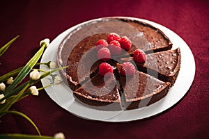 Chocolate cake with raspberry