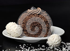 Chocolate cake with bounty balls