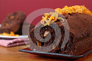 Chocolate cake with candied orange peel