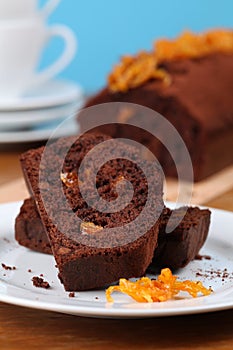 Chocolate cake with candied orange peel