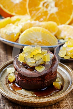 Chocolate cake with candied orange peel