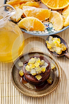 Chocolate cake with candied orange peel