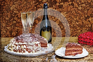 Chocolate cake with champagne