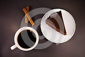 Chocolate cake with cinnamon and coffee