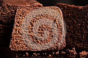 Chocolate cake, close up