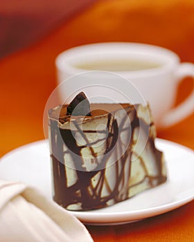 Chocolate cake and coffee photo