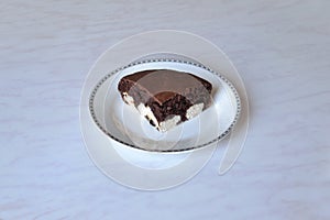 Chocolate cake with cottage cheese balls