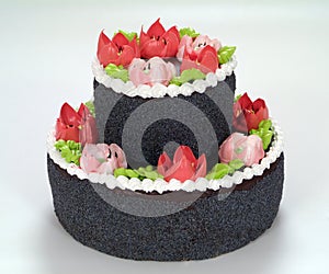 Chocolate cake with flowers