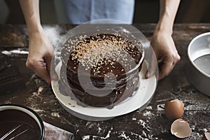 Chocolate cake food photography recipe idea