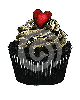 chocolate cake hand drawing watercolor illustration sketch photo