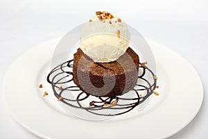 Chocolate Cake With Ice Cream. Petit Gateau