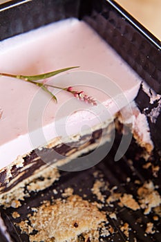 Chocolate cake with icing topping