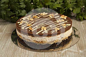 Chocolate cake with peanuts, snickers cake