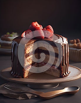 a chocolate cake on the plate