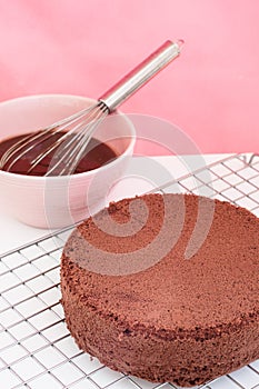 Chocolate cake preparation.