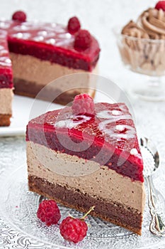 Chocolate cake with raspberry jelly