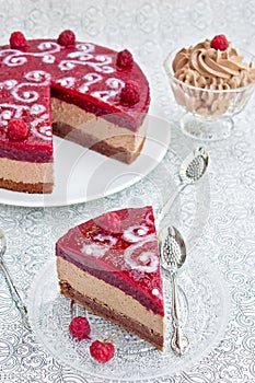 Chocolate cake with raspberry jelly