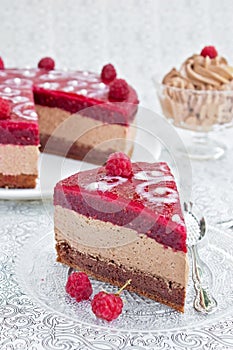 Chocolate cake with raspberry jelly