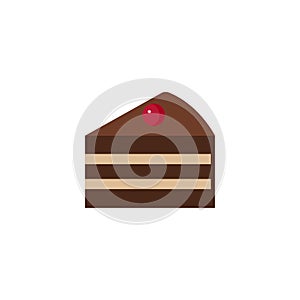 Chocolate cake slice icon vector isolated on white background