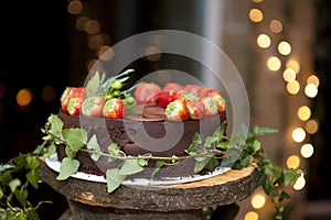 Chocolate Cake with Strawberries