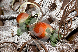 Chocolate cake and strawberry