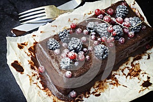 Chocolate cake with summer berries