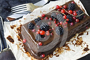 Chocolate cake with summer berries