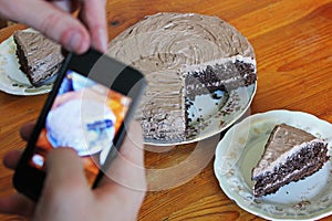 Chocolate cake on the table