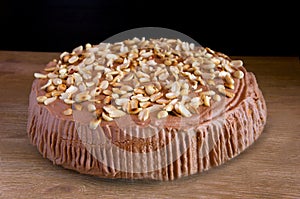 Chocolate cake with toffee and peanuts