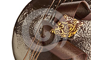 Chocolate Cake Top View over White