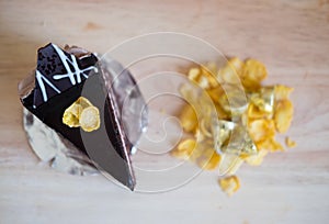 Chocolate cake topping with corn flake