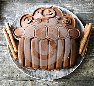 Chocolate cake with wafers