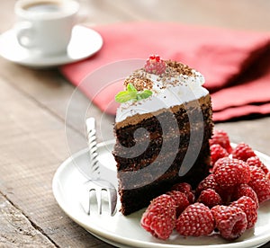 chocolate cake with whipped cream