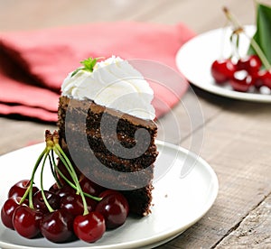 chocolate cake with whipped cream