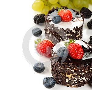 Chocolate cakes with berries