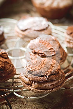 Chocolate cakes bouchee of a cream puff