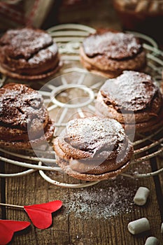 Chocolate cakes bouchee of a cream puff