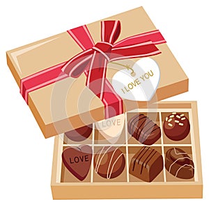 Chocolate candies in box photo