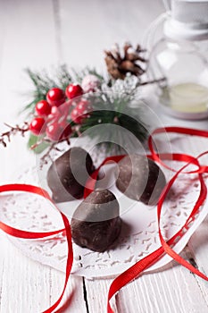 Chocolate candies and Christmas accessories