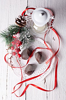 Chocolate candies and Christmas accessories