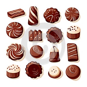 Chocolate candies. Collection of chocolate sweets