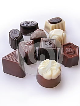 Chocolate candies collection isolated